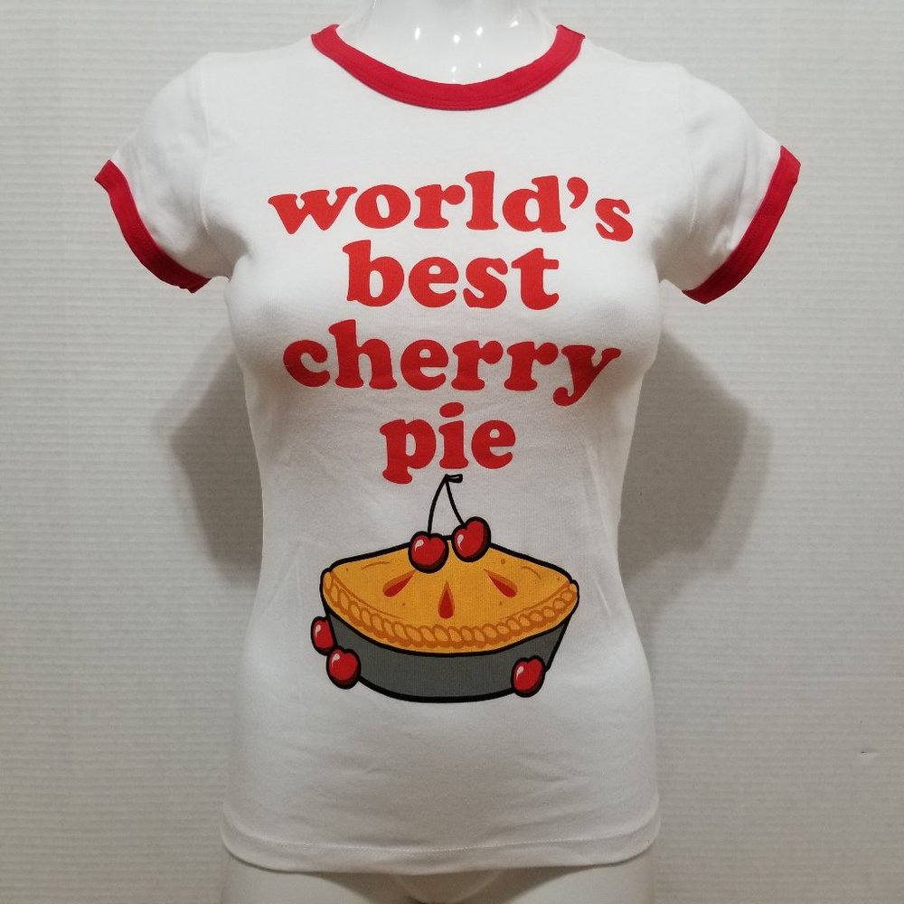 Katy Perry shirt Small World's Best Cherry Pie ringer graphic singer band merch
